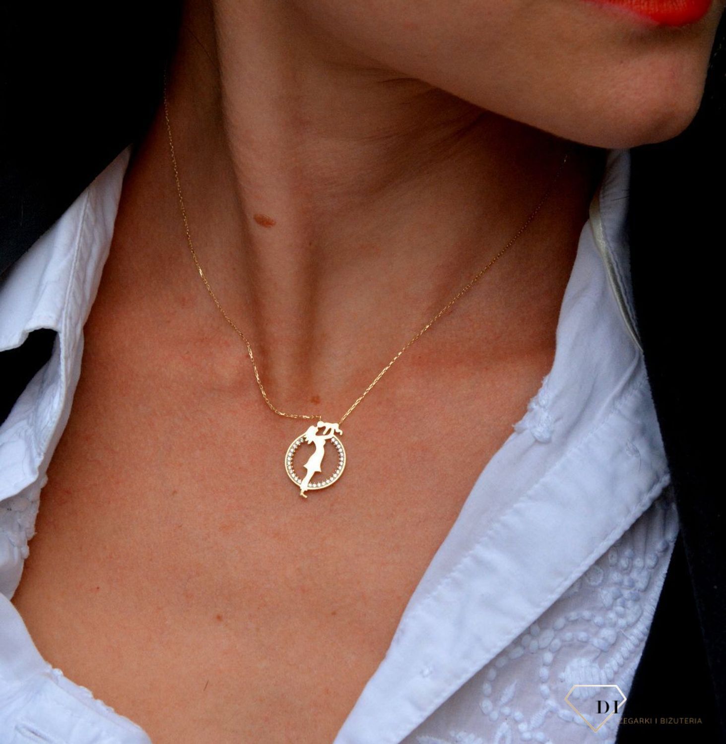 Złoty naszyjnik dla mamy z zawieszką i cyrkonią 'Mama i Dziecko' NA 2417.jpg